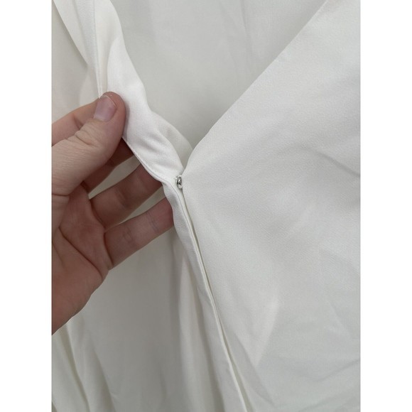 NWT Halogen Cross Faux Wrap Front White Women XXL Long sleeve Modern Blouse - Picture 6 of 10